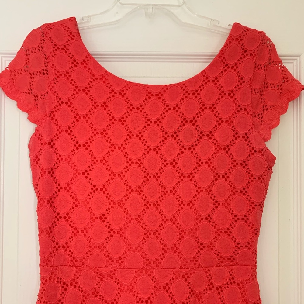 Ronni Nicole Lace Eyelet Summer Dress Sundress Coral Pink Orange